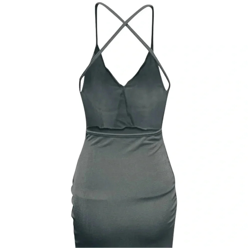 SEXY SPAGHETTI STRAP RUCHED SIDE COCKTAIL DRESS SIZE 3XL - Picture 5 of 6